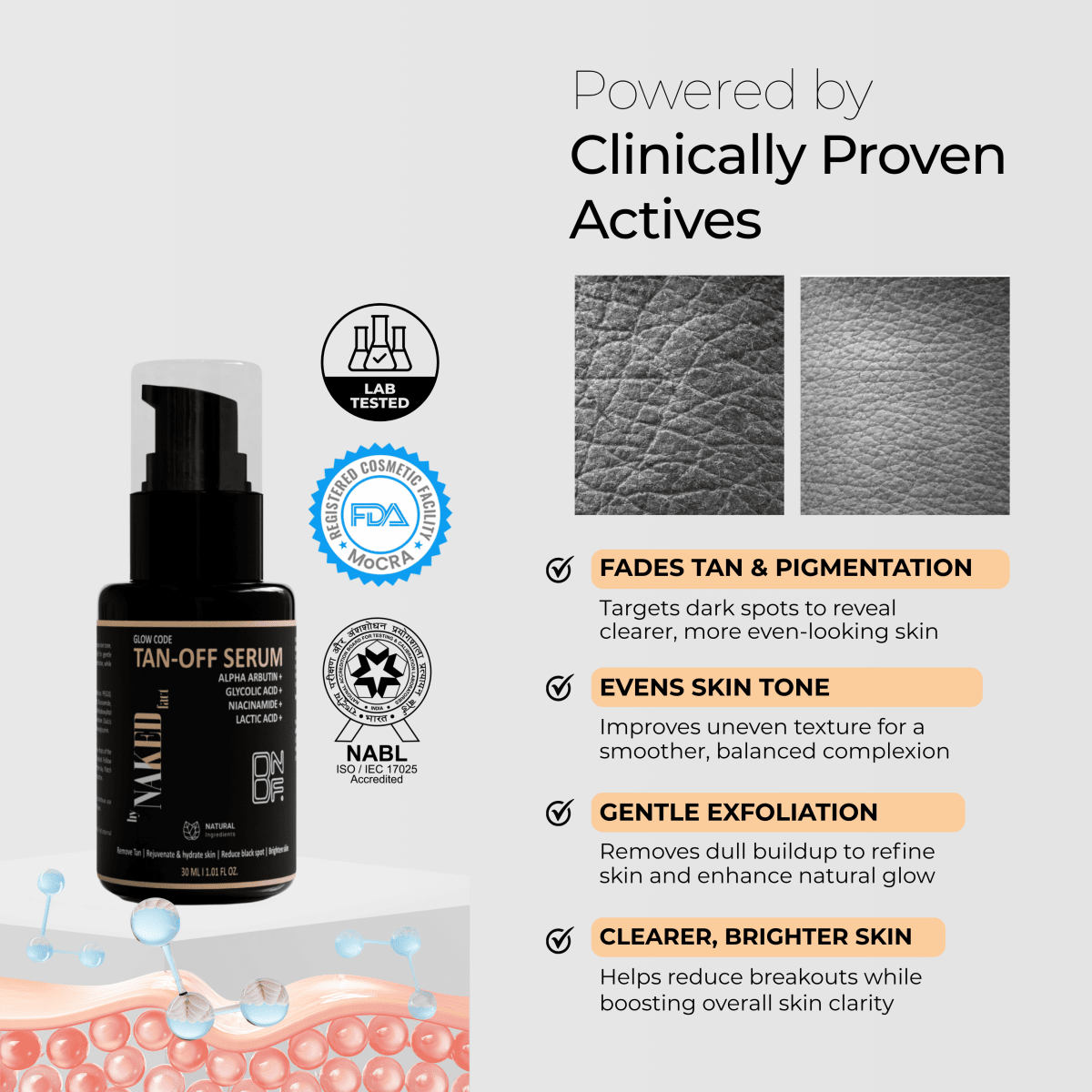 Glow Code Tan-Off Serum- Uneven Skin Tone, Reduce Black Spots & Brighten Skin