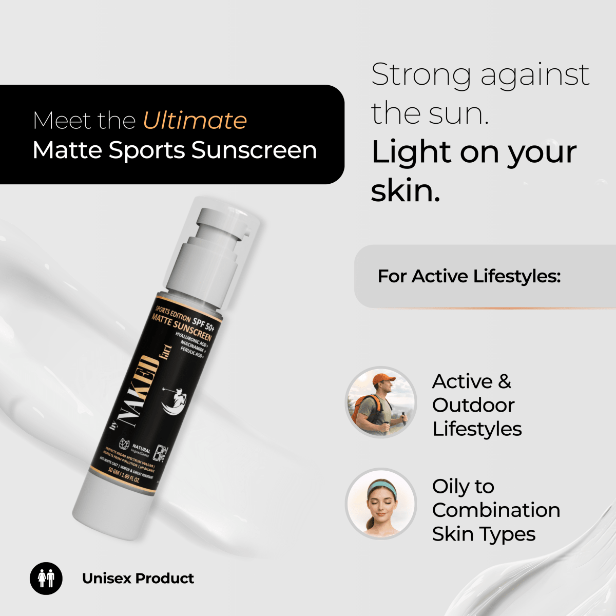Sports Edition SPF 50+ Matte Sunscreen- For Broad Spectrum UVA/UVB & Anti White Cast